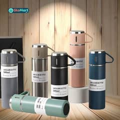 Stainless Steel Vacuum Flask Set – 500ml With 3 Cups