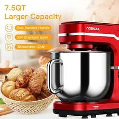 7.5Qt Stand Mixer, Acekool 660W 10 Speed Kitchen Dough Mixer, Red