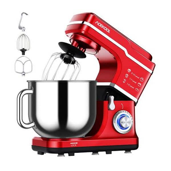 7.5Qt Stand Mixer, Acekool 660W 10 Speed Kitchen Dough Mixer, Red 5