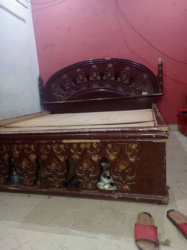 strong Wood Bed Full Size (urjent sale) 0