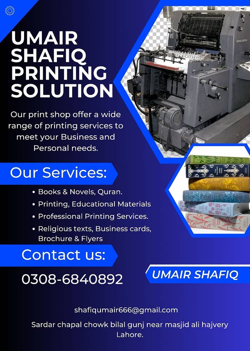 printing /books /novels/brochure& flyers/quran all services 0