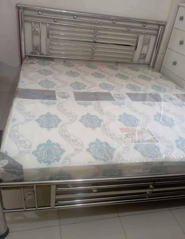 steel King size bed with mattress 2