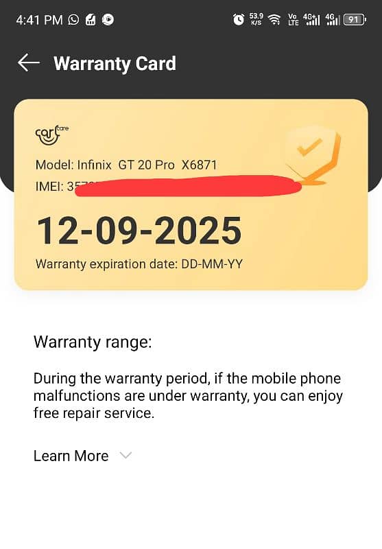 Infinix gt 20 pro 12/256 gb 10 months wrannty 2