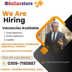 Cashier | Salesman | Jobs | Male staff | Urgent Hiring