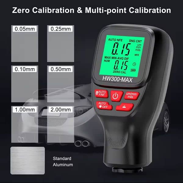 HW300-MAX Car Paint Thickness Gauge 0-2000UM Coating Meter Autom 9