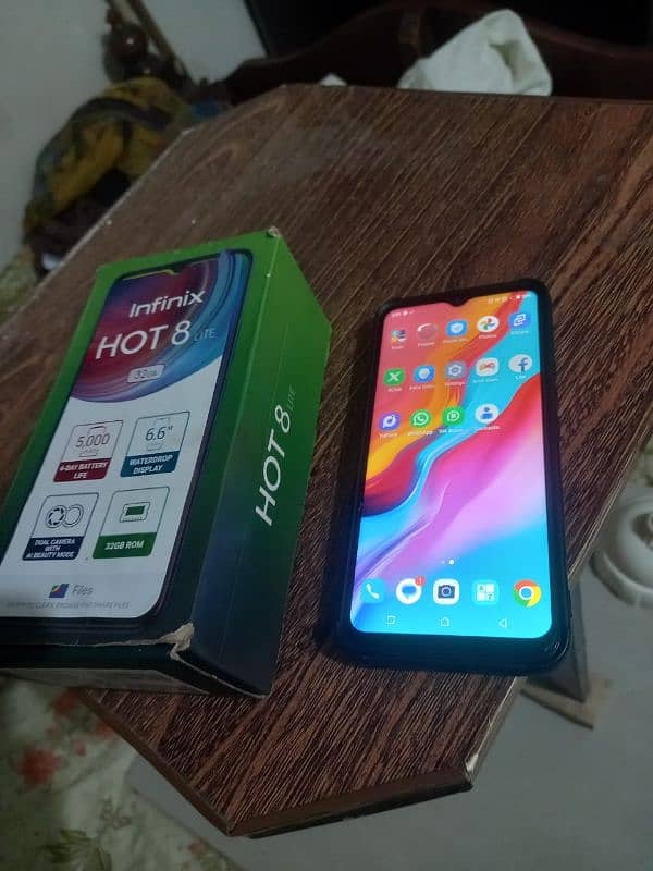 Infinix hote 8 lite with box PTA approved dual sim 1