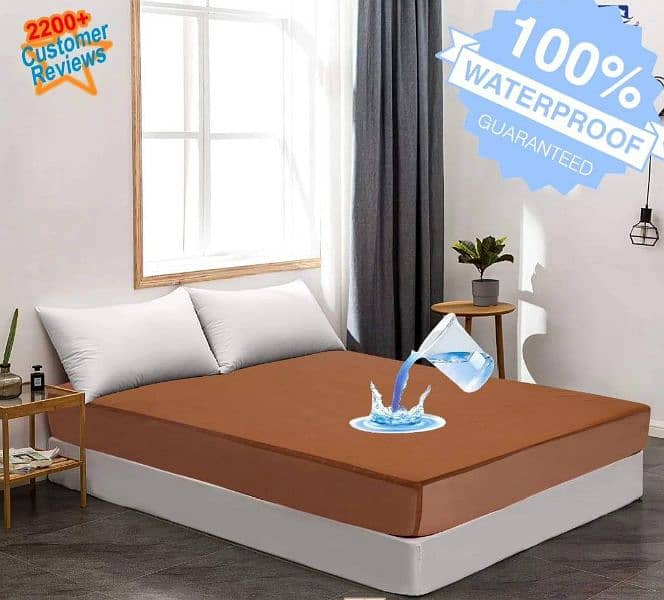 Cotton plain double bed mattress cover 0