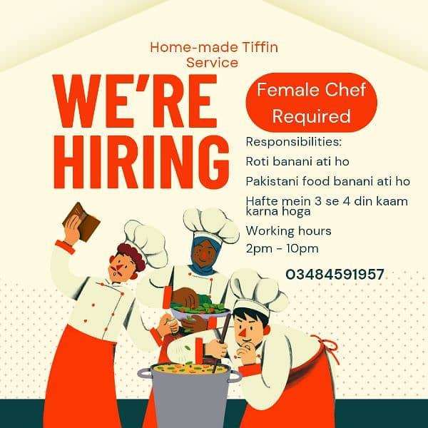 Female chef Required for home based kitchen 0