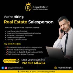 Required a Real Estate Salesperson in Citi Housing Sialkot