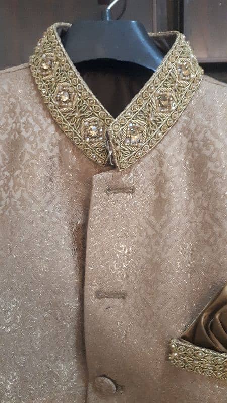 Prince Coat with Kurta Pajama of Large size in Cream Colour 1