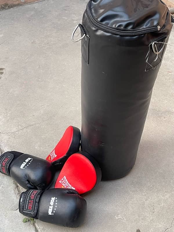 Boxing bag with gloves and Boxing mitts 2