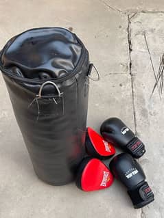 Boxing bag with gloves and Boxing mitts