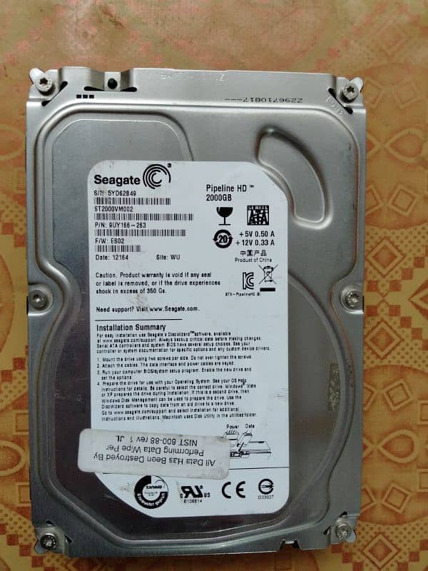 2Tb hard Drive Seagate 0