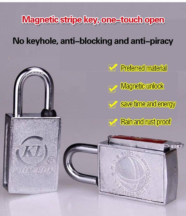 Kunlun Magnetic padlock High Quality  (With 2 magnetic keys) 2