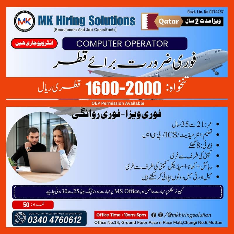 Computer Operator Required In Qatar 0