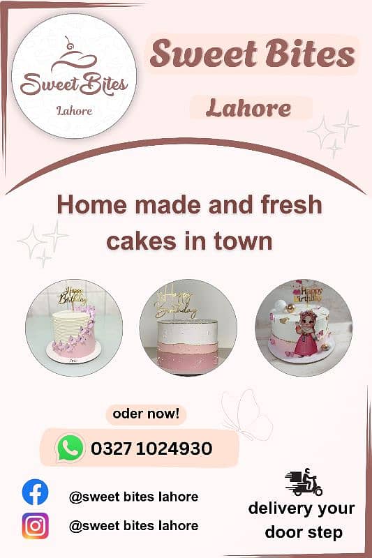 home made fresh cakes/sweet bites Lahore 0