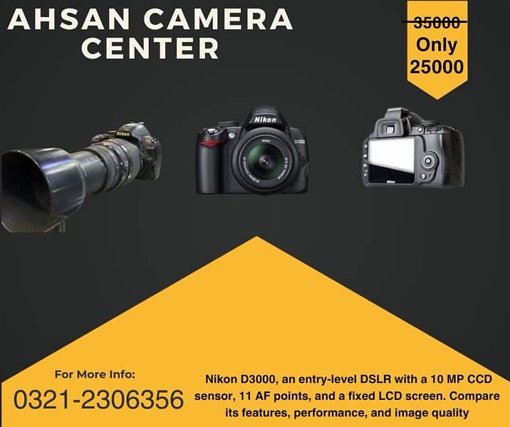 Nikon d3000 with 70-300mm lens Contact No 03212306356 0