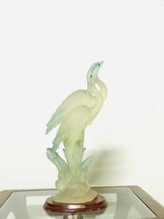 Vintage Suanti Galleries Frosted Glass Bird Display