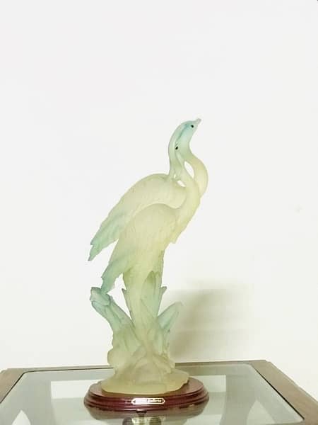 Vintage Suanti Galleries Frosted Glass Bird Display 0