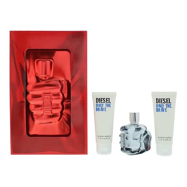 Diesel Only The Brave EDT Gift Set.   EDT 75ml,  2 X 75ml Shower Gel 3