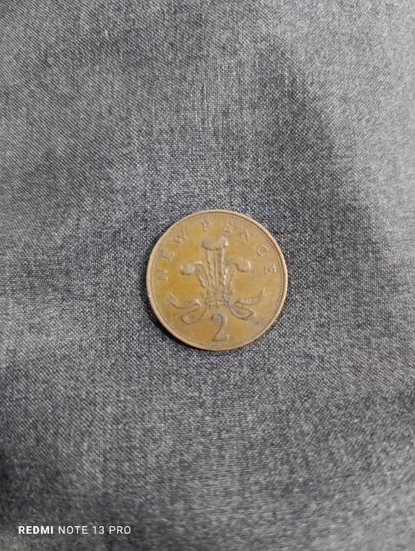 British coin 2 pence in 1971 Elizabeth rear coin 0