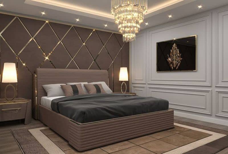 Mediawall luxury bedroom partition molding contact WhatsApp03009874271 5