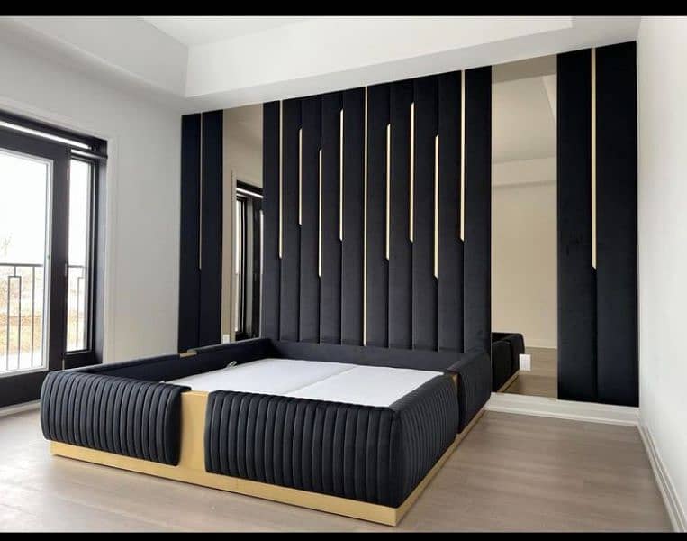 Mediawall luxury bedroom partition molding contact WhatsApp03009874271 6