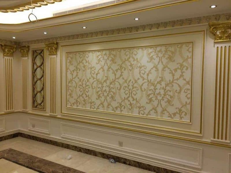 Mediawall luxury bedroom partition molding contact WhatsApp03009874271 19