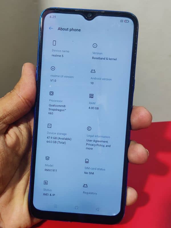 Realme 5 4/64 PTA approved O3171OOO118 2