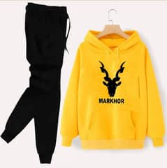 Men's Fleece Printed Sweatshirt Track Suit - 2 Pcs in Vibrant Yellow