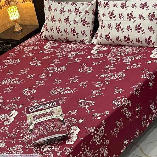 Al karam 3pcs Cotton double bedsheets 4