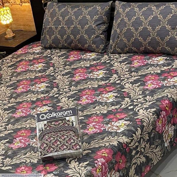 Al karam 3pcs Cotton double bedsheets 5