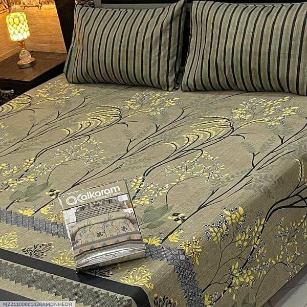 Al karam 3pcs Cotton double bedsheets 14