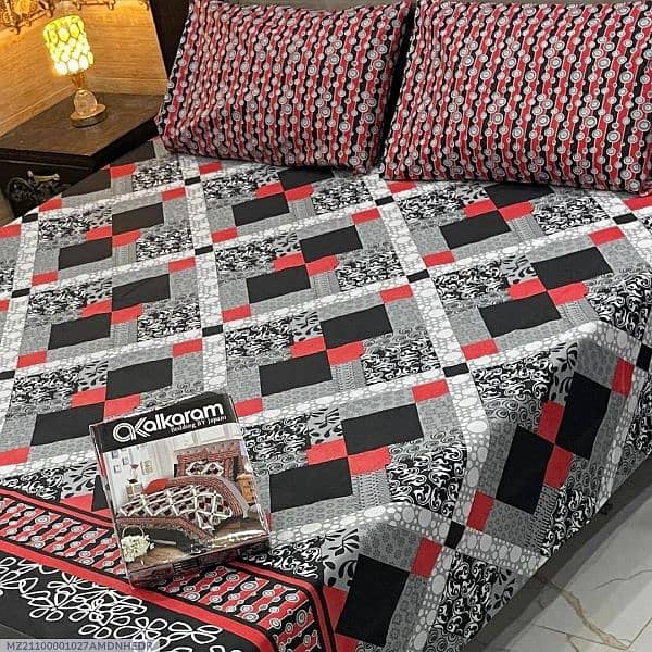 Al karam 3pcs Cotton double bedsheets 17