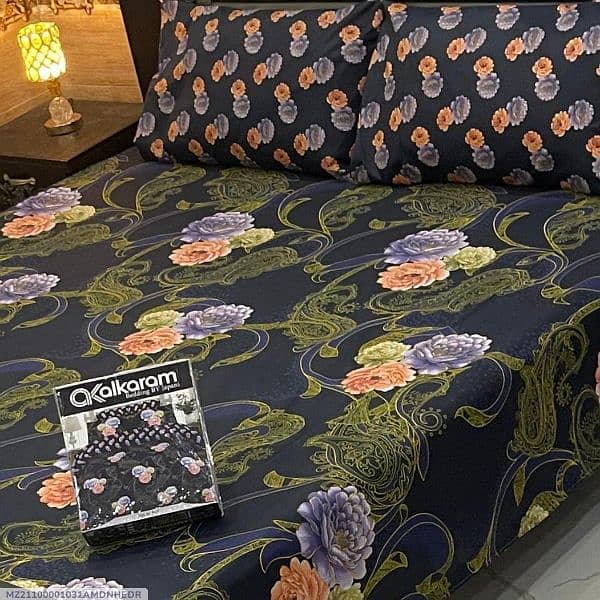 Al karam 3pcs Cotton double bedsheets 18