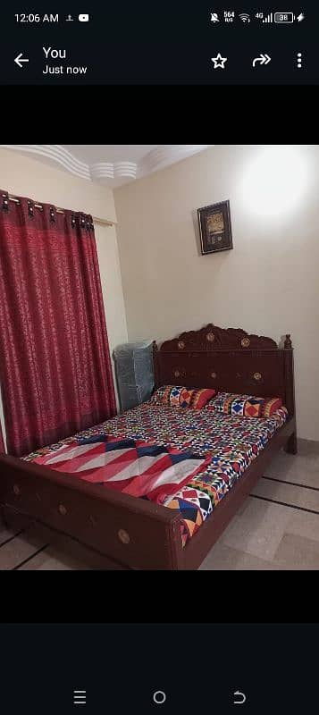 wooden type bed with mattress 0