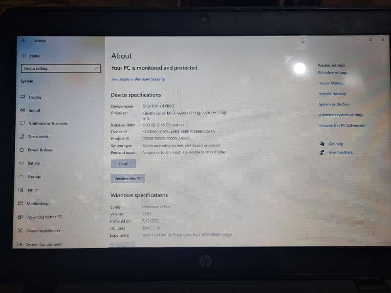 HP core i7 , 8 Ram , SSD 256, 4 Graphic Card, 5th generation 2