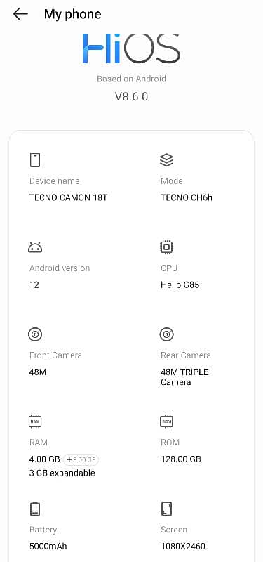 tecno camon 18p 4+3/128 good condition 1