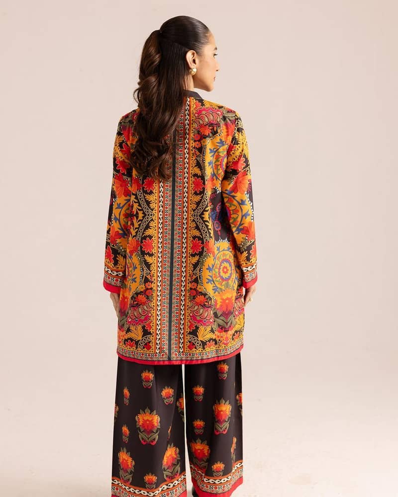 stylish printed khaddar shirt and trouser set - 2 pcs 1