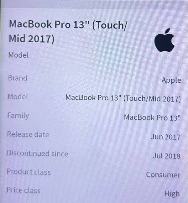 Apple MACBOOK Pro 2017 4