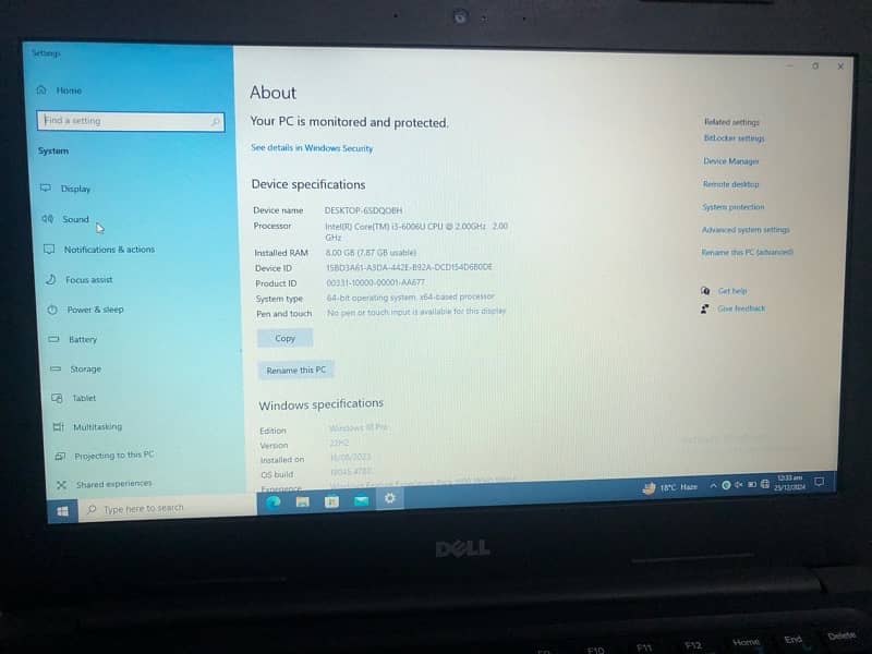 Dell latitude 3380 i3 6gen 8gb ram 256gb ssd 4