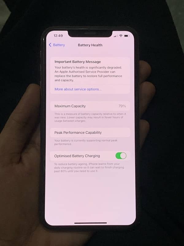 i phone xs max 64 gb pta approved all ok mobile 10by9.5 condition 5