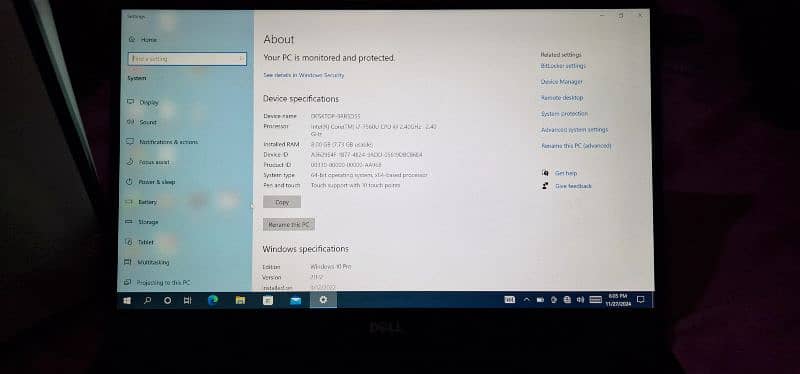 DELL XPS Touchscreen i7-7th Gen borderless edge screen 11