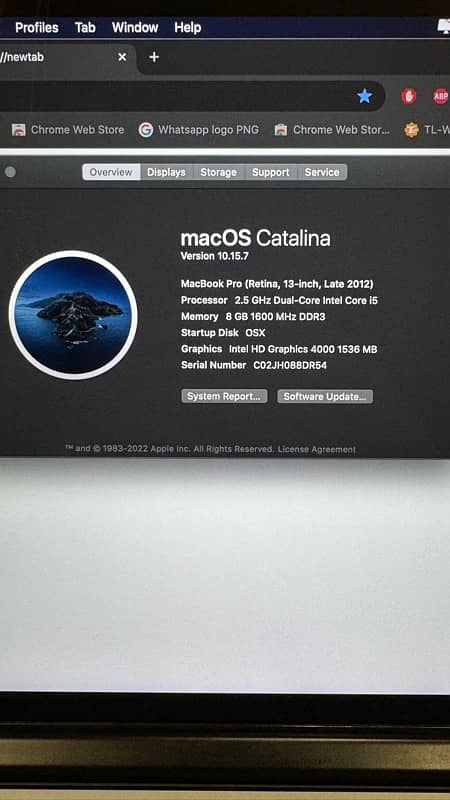 Macbook Pro Ratina 13” Late 2012 Core i5, 8GB, 256GB 2