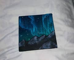 NORTHERN Lights and black mountains Acrylic Painting