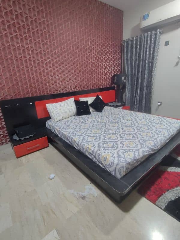 Wooden black an red color bed 5