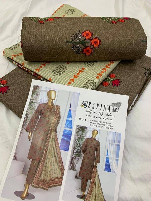 *100% ORIGINAL*  SAFINA  ALLOVER KHADDAR 3PC 16