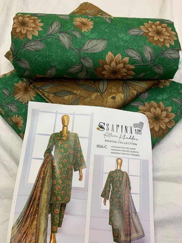 *100% ORIGINAL*  SAFINA  ALLOVER KHADDAR 3PC 17