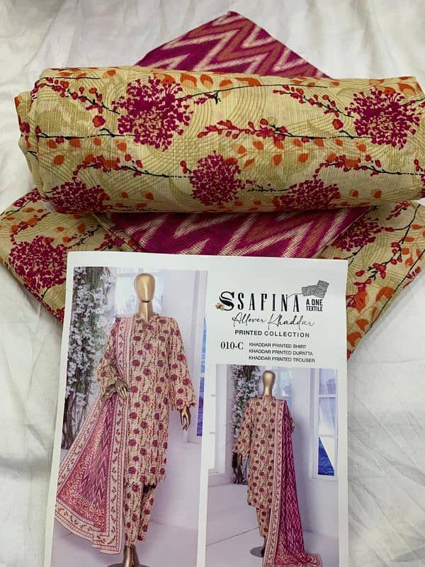 *100% ORIGINAL*  SAFINA  ALLOVER KHADDAR 3PC 19