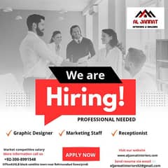 We are hiring (Social media manager, Graphic designer, receptionist)